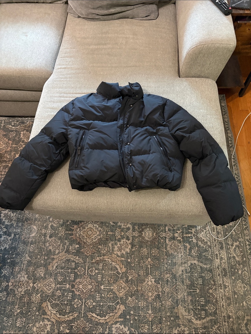 Athleta Black Quilted Cropped Insulated Jacket Size S